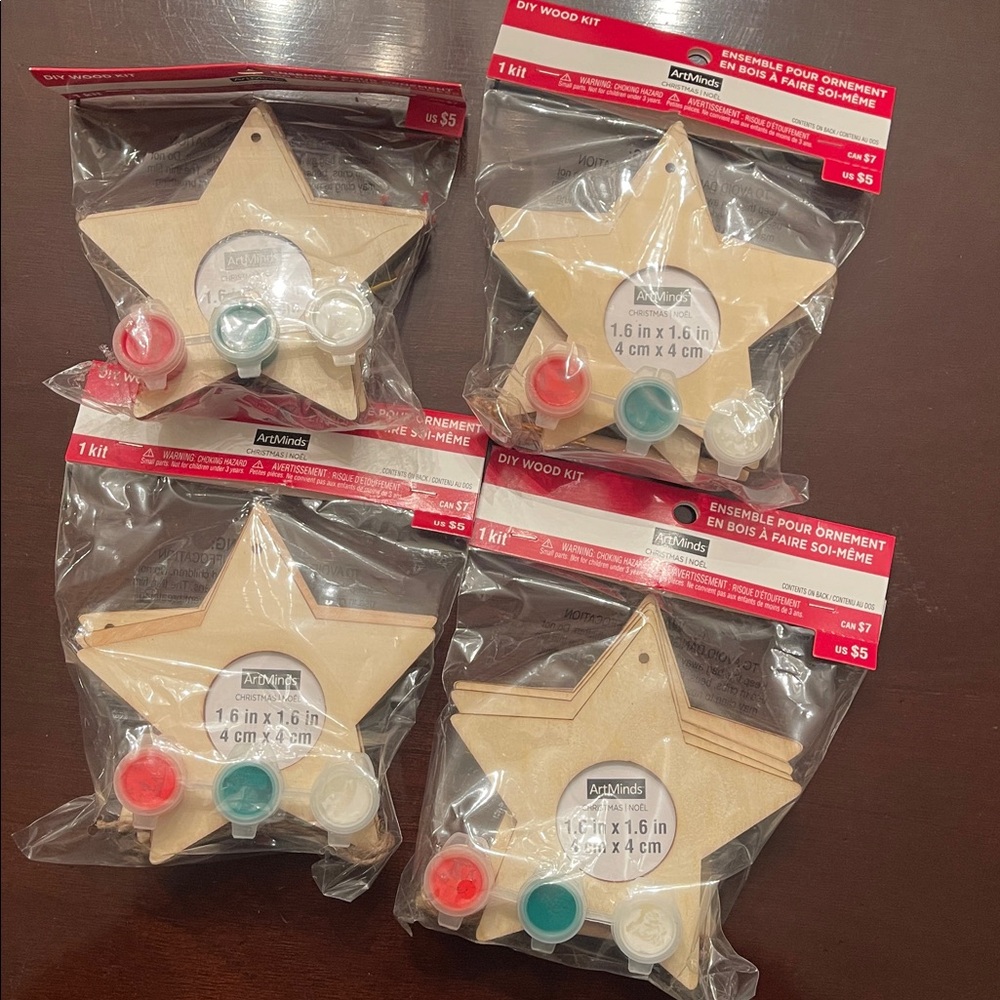 ArtMinds DIY Wood Ornament Kit Star frames 4 sets of 4